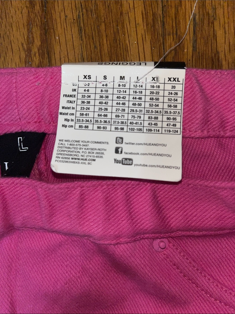NWT Hue Bright Pink Denim Leggings Size Large - Picture 5 of 7